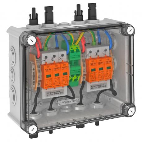 Solutie sistem PV, tip 1+2, cu ștecăr MC4 pentru pentru invertor cu 2 trackere MPP, 900 V DC